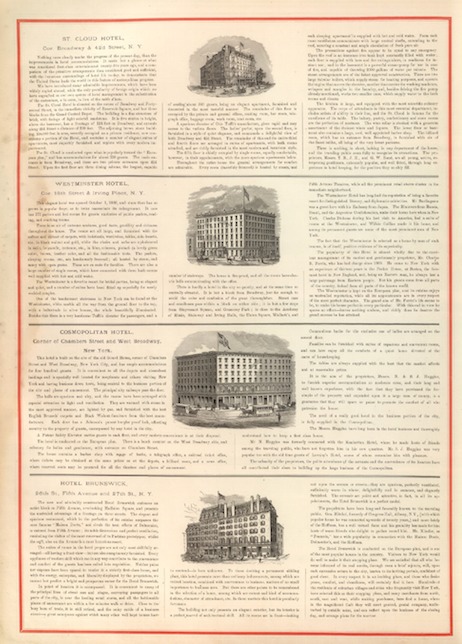 St. Cloud Hotel, New York. Westminster Hotel, New York. <br />
Cosmopolitan Hotel, New York. Hotel Brunswick, New York St. Cloud Hotel, New York. Westminster Hotel, New York. <br />
Cosmopolitan Hotel, New York. Hotel Brunswick, New York