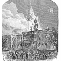 The Burning of the City Hall, New York, August 18, 1858.