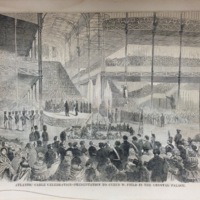 &quot;Atlantic Cable Celebration-Presentation to Cyrus W. Field in the Crystal Palace,&quot; Harper&#039;s Weekly, 1858